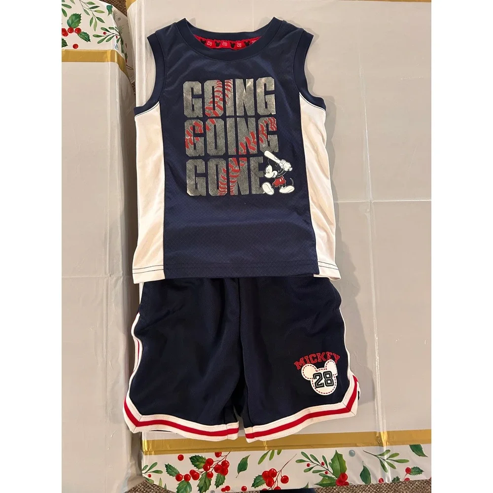 Disney Jumping Beans Mickey Mouse Baseball Tank and Shorts Set Navy Blue 3T